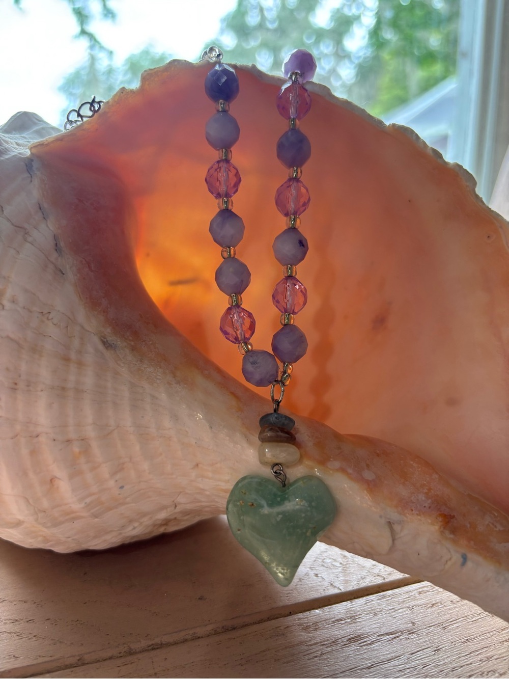 Romantic Dainty Coastal Mermaid/Fairy Charming Heart Pendant  Necklace